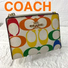 最終値下げ❣️デザイン可愛い❣新ロゴ❣COACHコーチ折り財布二つ折り財布レディースレザーシグネチャー柄白ホワイトNOAH’Sノアーズ