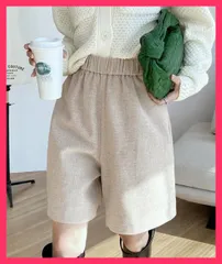 ★スタッフおすすめ★ ウール風ハーフパンツ５分丈ワイドパンツ 美脚脚長 ボトムス/体型カバーパンツ黒/スラックス 短パン レディース ハイウエストショートパンツ おすすめ おしゃれ　人気 上品 6KUYIN-001