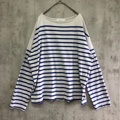 BONLECILL    ボンルシール     ボートネックパネルボーダーTシャツ    白×青×ボーダー柄　レディース　Fサイズのサムネイル