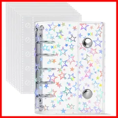 【即発送】手帳 カードポケット 推し活 クリア 【リフィル×20枚】 女の子 バインダー ミニ コラージュノート サイズ M5 A7 星柄タイプ 透明 プラバン M5 シール帳 GOKEI