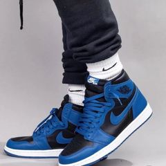 ナイキスニーカーJordan Air Jordan 1ハイカットバスケットボールシューズ男女同じブラックブルー