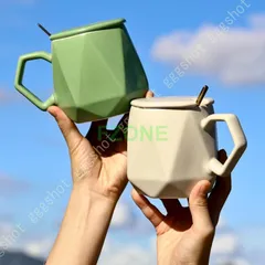 マグカップ 蓋付き 北欧 かわいい 陶磁器 電子レンジ対応 グレー 誕生日 コップ ギフト 和風 紅茶 カップル マグ 母の日 父の日 400ml 女性 プレゼント