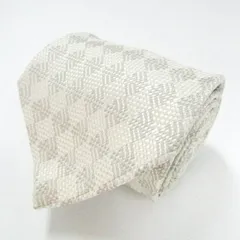 ピエールカルダン ブランドネクタイ チェック柄 格子柄 グラデーション シルク 日本製 メンズ ライトグレー Pierre Cardin 【中古】