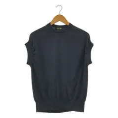 Drawer / ドゥロワー | 16G天竺編み クルー フレンチスリーブ ニット | ネイビー | レディース