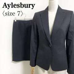 Aylesbury アリスバーリー 日本製 ウール100 セットアップスーツ ジャケット＋スカート 紺 7号 面接 卒業式 入学式