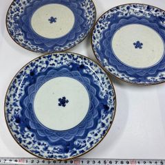 W179-2 清朝期 古染付青花画 小皿 小鉢 在銘 康熈年製 3枚セット I