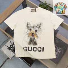 【今日WTO】GUCCI 2025 シュナウザー犬柄ロゴ T-JF52