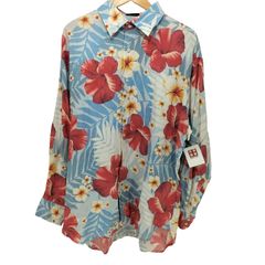 トミーヒルフィガー TOMMY HILFIGER 花柄 ロングスリーブ リネンシャツ メンズ  L