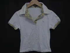 ■美品■ BURBERRY バーバリー ノバチェック コットン×エラスタン 半袖 ポロシャツ サイズ 40 オフホワイト系×ベージュ系 DH4917