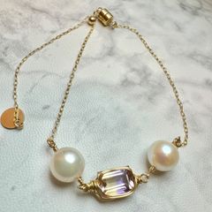 アメトリン あこや真珠 ブレスレット