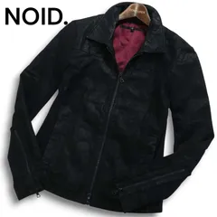 NOID. ノーアイディー 秋冬 サイドリブ切替★ 本革 リアル レザー シングル ライダース ジャケット Sz.1　メンズ 黒