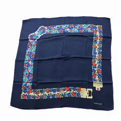 ヴィンテージ カルティエ Cartier シルクスカーフ ストール 大判 カルティエ スカーフ ブラック レッド シルク100％ 中古