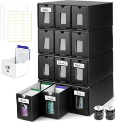 Yotakala ストレージボックス トレカ 大容量 9200枚以上収納 紙製 引き出し式 カードケース 27個カード仕切りボックス付き(4段（12引き出し）)