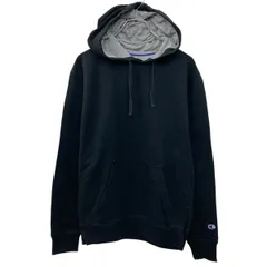 Champion 無地 スウェット パーカー M ブラック チャンピオン 裏起毛 袖ワンポイントロゴワッペン 古着卸 アメリカ仕入 a709-5625