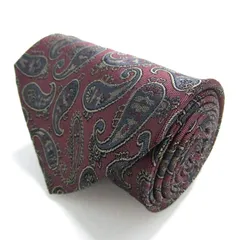 キミジマ ブランド ネクタイ 総柄 ペイズリー シルク 日本製 PO メンズ ワインレッド KIMIJIMA PARIS TOKYO 【中古】