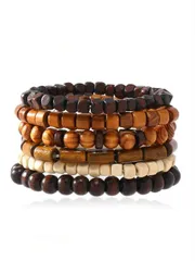ジュエリー メンズ ブレスレット セット メンズ 木製パーツ レイヤードブレスレット ギフトに最適 6個セット