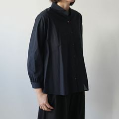 GALERIE VIE クラシックポプリン ギャザーブラウス ネイビー 25SS
