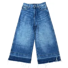 ZARA BASIC ハイウエスト クロップド ワイド ストレートデニム ブルー サイズ34 レディースXS ザラベーシック