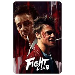 【784】新品 レトロ ブリキ看板 ★ FIGHT CLUB ★ ファイトクラブ ブラッドピット 秘密組織 拳闘 ケンカクラブ 映画 アメリカン雑貨 ガレージ フェンス ヴィンテージ