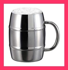 ★スタッフおすすめ！売れ筋★キャプテンスタッグ(CAPTAIN STAG) コップ マグカップ ビールジョッキ ビアジョッキ ダブルステンレス 真空二重構造 保温・保冷 樽型 ステンレス製 UE-3498/UE-3499