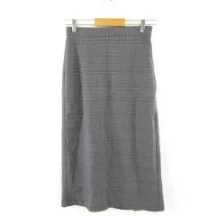 ジーユー GU チェックナロースカート ミモレ丈 タイト グレー 黒 M *A24