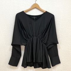 【完売商品】【入手困難】 リエンダ rienda ★袖カフスのビジューボタンと落ち着きある綺麗め素材★ volume Long SLV pepulum BLS ボリュームロングスリーブペプラムブラウス 【FREE】 フリーサイズ ブラック 黒