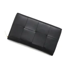 ボッテガヴェネタ 長財布 カセット マキシイントレチャート 649607 BOTTEGA VENETA ラウンドファスナー 財布 黒