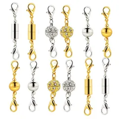 【在庫セール】エンドパーツ ジュエリー用 延長用金具 磁気クラスプ DIY用 留め具 クラフト作り 簡単装着 ネックレス 収納袋付き LIKENNY 12個セット