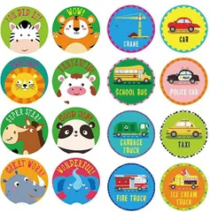 Copeflap ごほうびシール 英語 1000枚 ご褒美シール 良くできました 2.5cm 動物 キャラクター(C)