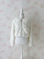 マジョレッティ　ファー　ジャケット　majoretty Lacy Sailor Collar Eco Fur Jacket (White)