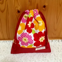 きんちゃく袋 ( 給食袋 )  北欧花柄♡