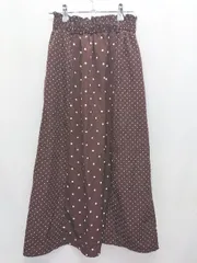 ◇ Θ MAJESTIC LEGON ドット 切替 ロング フレア スカート サイズM ボルドー ホワイト レディース E  【1411130013577】