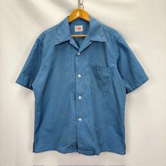 数回着美品 BONCOURA ボンクラ チェック インディゴ切替 半袖シャツ40