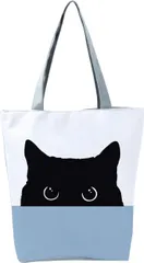 トートバッグ 猫柄 ファスナー付き A4封筒が楽々入る ショルダーバッグ お稽古 習い事 お買い物 エコバッグ パソコン タブレット レディースR1038