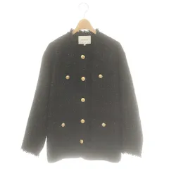 新品✨ツイード ニット ノーカラー ジャケット カーディガン カデュネ 36 新品✨ツイード ニット ノーカラー ジャケット カーディガン