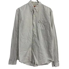 Levi's 長袖 無地シャツ M ホワイト リーバイス ボタンダウン 胸ポケット シンプル 薄手 古着卸 アメリカ仕入 a701-5520