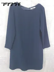 ◇ NATURAL BEAUTY BASIC 長袖 膝丈 ワンピース サイズM ネイビー レディース  【1002800367405】