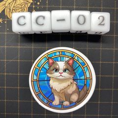 방수 스티커 고양이 스테인드 글라스 스타일 일러스트 멋진 CC-2
