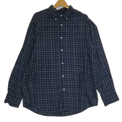 Arnold palmer/アーノルドパーマー チェック柄 長袖 シャツ ボタンダウン ワンポイント刺繡 オーバーサイズ ビッグシルエット China製 メンズ XL/TG ブルーブラック/その他