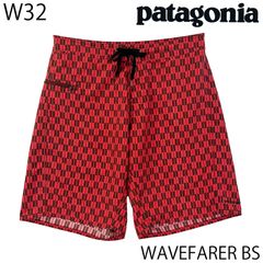 【USED／32インチ】PATAGONIA WAVEFARER ボードショーツ パラレログラム レッド／ブラック