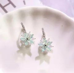 B28【ギフト箱無料】人気デザイン 花 フラワー CZダイヤ リングピアス