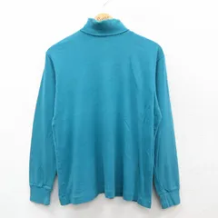 L/古着 エディーバウアー 長袖 ビンテージ Tシャツ メンズ 90s 無地 コットン クルーネック 青緑 25sep25 中古