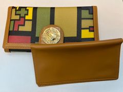 未使用レベル Double Fish ダブルフィッシュ 長財布 レザー 幾何学模様