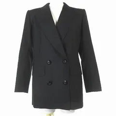 イヴサンローラン YVES SAINT LAURENT ジャケット テーラード ダブル ストライプ ウール 背抜き 紺 ネイビー 36のサムネイル