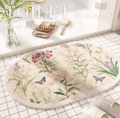 バスマットさわやか花鳥柄カーペットマット室内マット戸口マットトイレマット