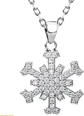 スノーフレーク 雪 ペンダント ネックレス レディース シンプル シルバーのサムネイル
