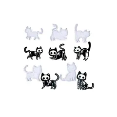 5WYOUKE 【ドクロ猫】シリコンモールド ネコ レジン モールド 穴あけ 5種類 可愛い ねこ レジン型 手作り パーツ アクセサリー UVレジン シリコン型 クラフト レジン液 キーホルダー ペンダント ネックレス イヤリング 0