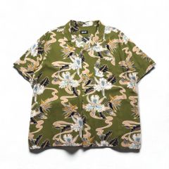 Schott オープンカラー アロハシャツ XL カーキ レーヨン ビスコース ボタニカル 開襟 トルコ製