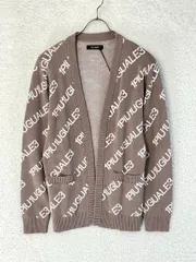未使用 1piu1uguale3 ウノピゥウノウグァーレトレ 4 ブラウン BUTTONLESS CARDIGAN バイアスロゴのサムネイル