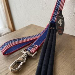 旧型ゲート式１２０cmリード　スター＆ストライプ柄　25ｍｍ幅　LUPINE　ルパイン　パッド付き　アメリカ製　軽量　丈夫